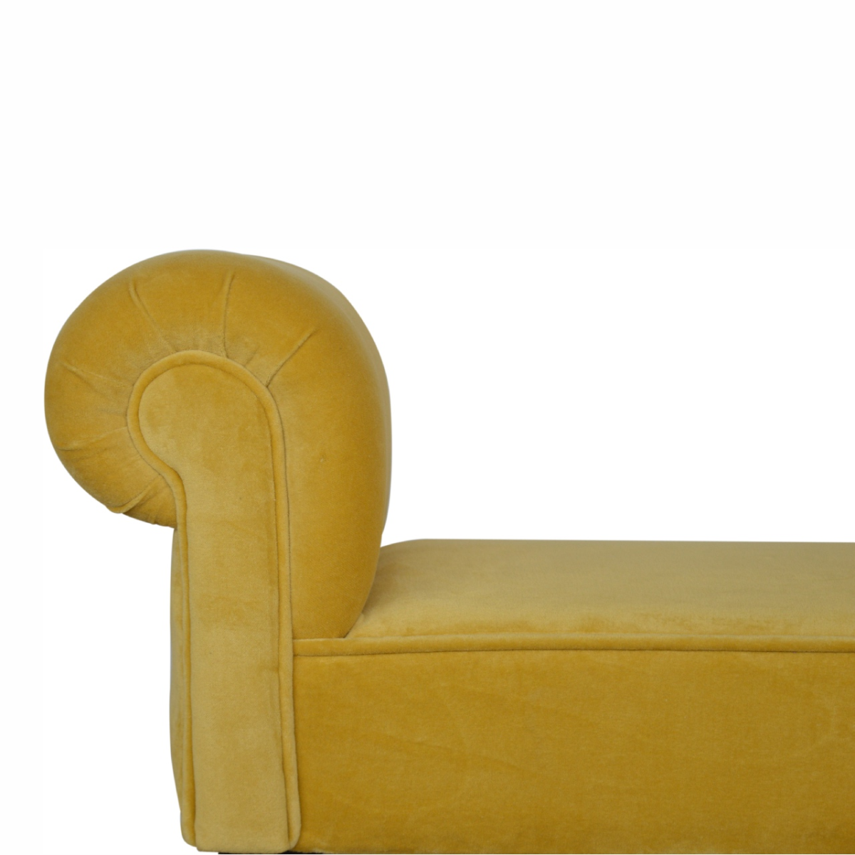 Artisan Furniture Solid Wood Mini Mustard Velvet Bench
