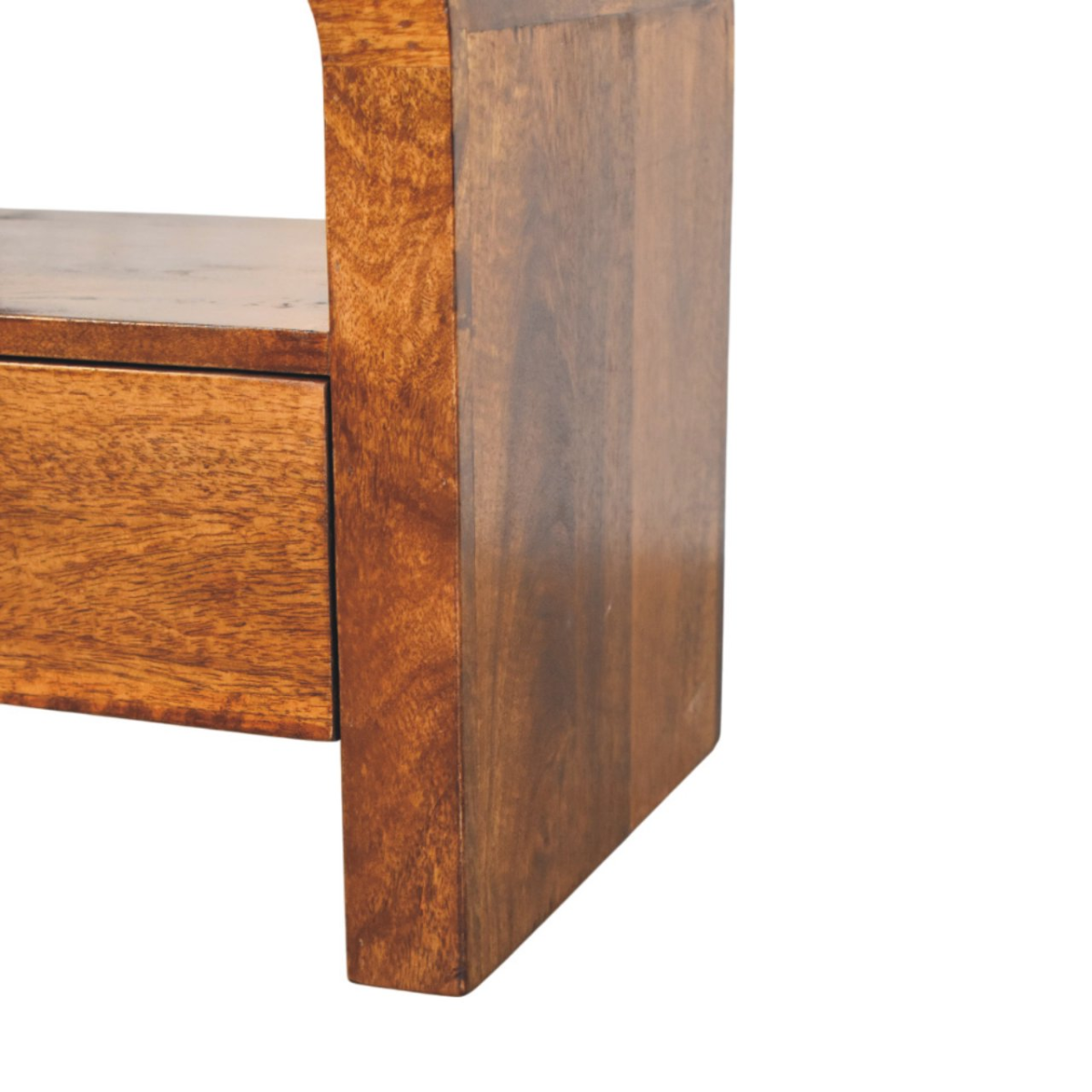 Artisan Furniture Solid Wood Darcy Chestnut Nightstand, 1 Drawer and Open Shelf, Dark Brown