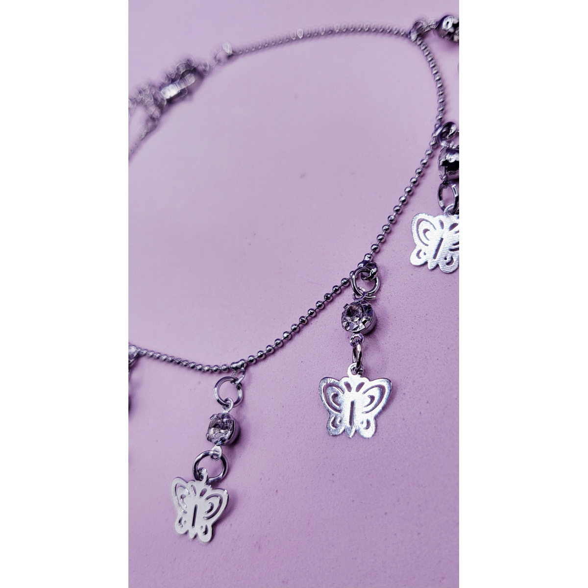 Crystal Butterfly Charm Anklet