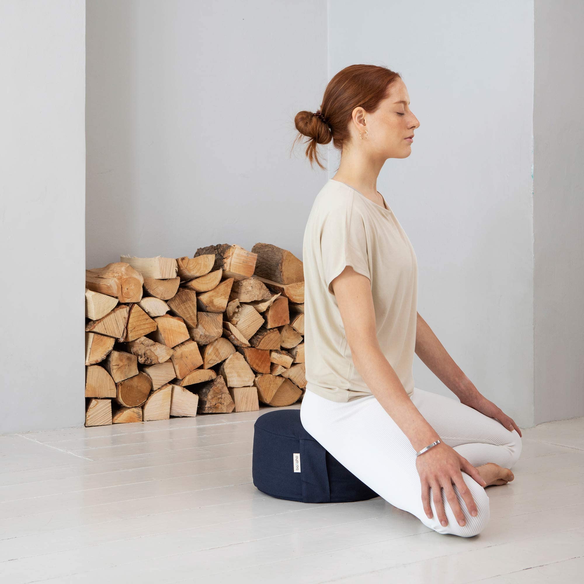 basaho WHEEL Zafu Meditation Cushion | Organic Cotton | Buckwheat Hulls | Removable Washable Cover (Pale Pink)