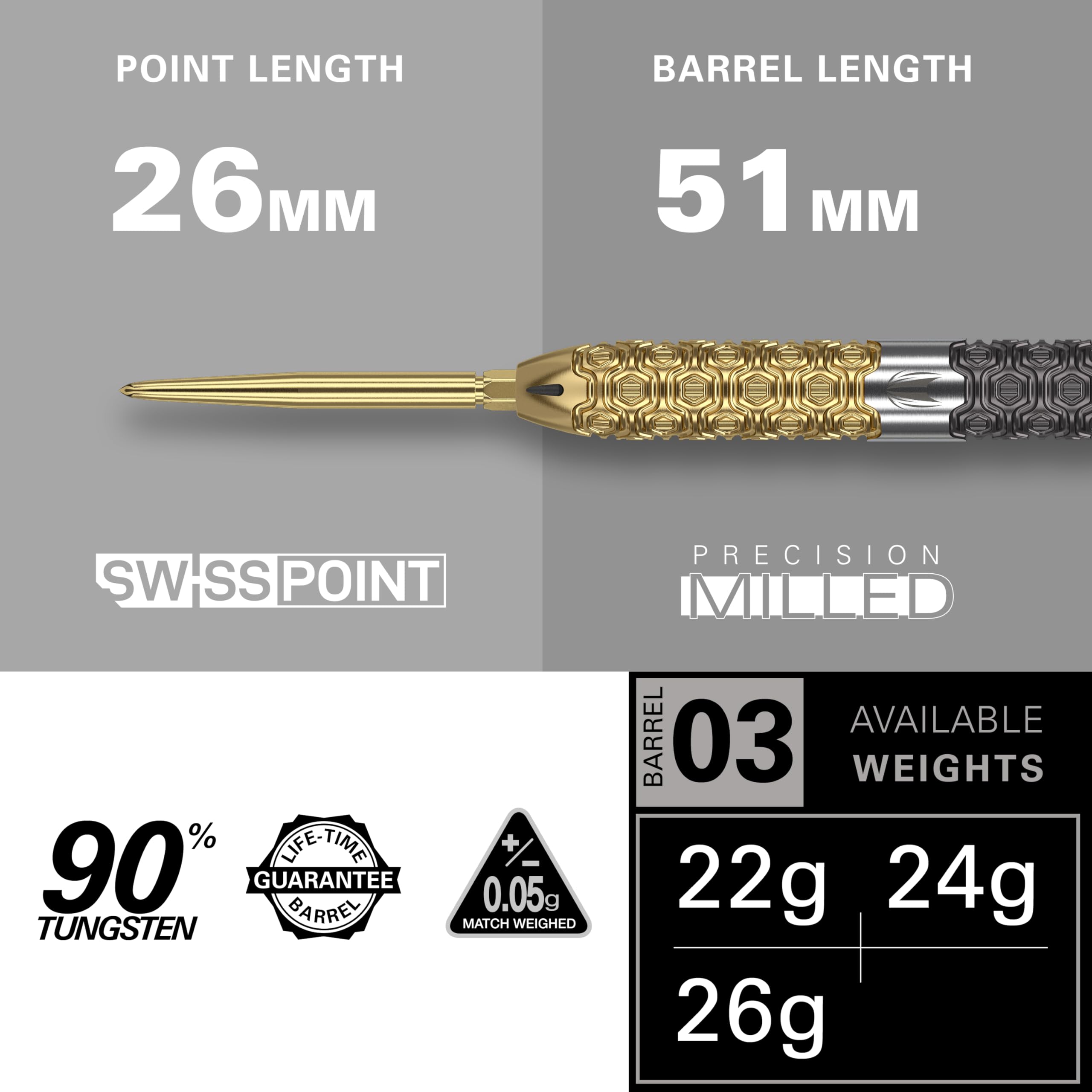 TARGET Darts Cult Envy 03 24G 90% Tungsten Swiss Point Steel Tip Darts Set