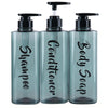 ILIKEPOW 3 Pack Shower Gel Dispenser Shampoo and Conditioner Bottles with Pump, Bathroom Shower Soap dispenser set Refillable 500ml 17 fl.oz for Hotel