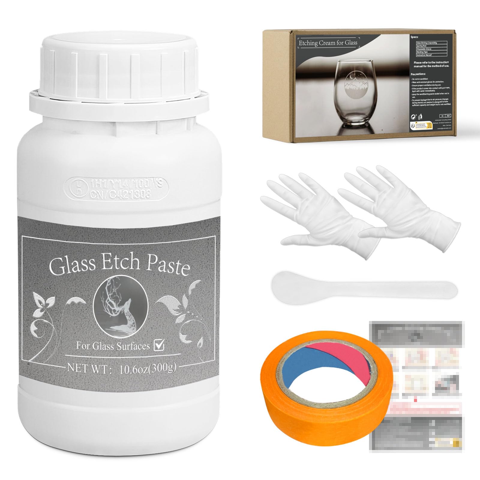 WAN2TLK Glass Etching Paste - 300g Kit for Custom Designs on Glass Surfaces