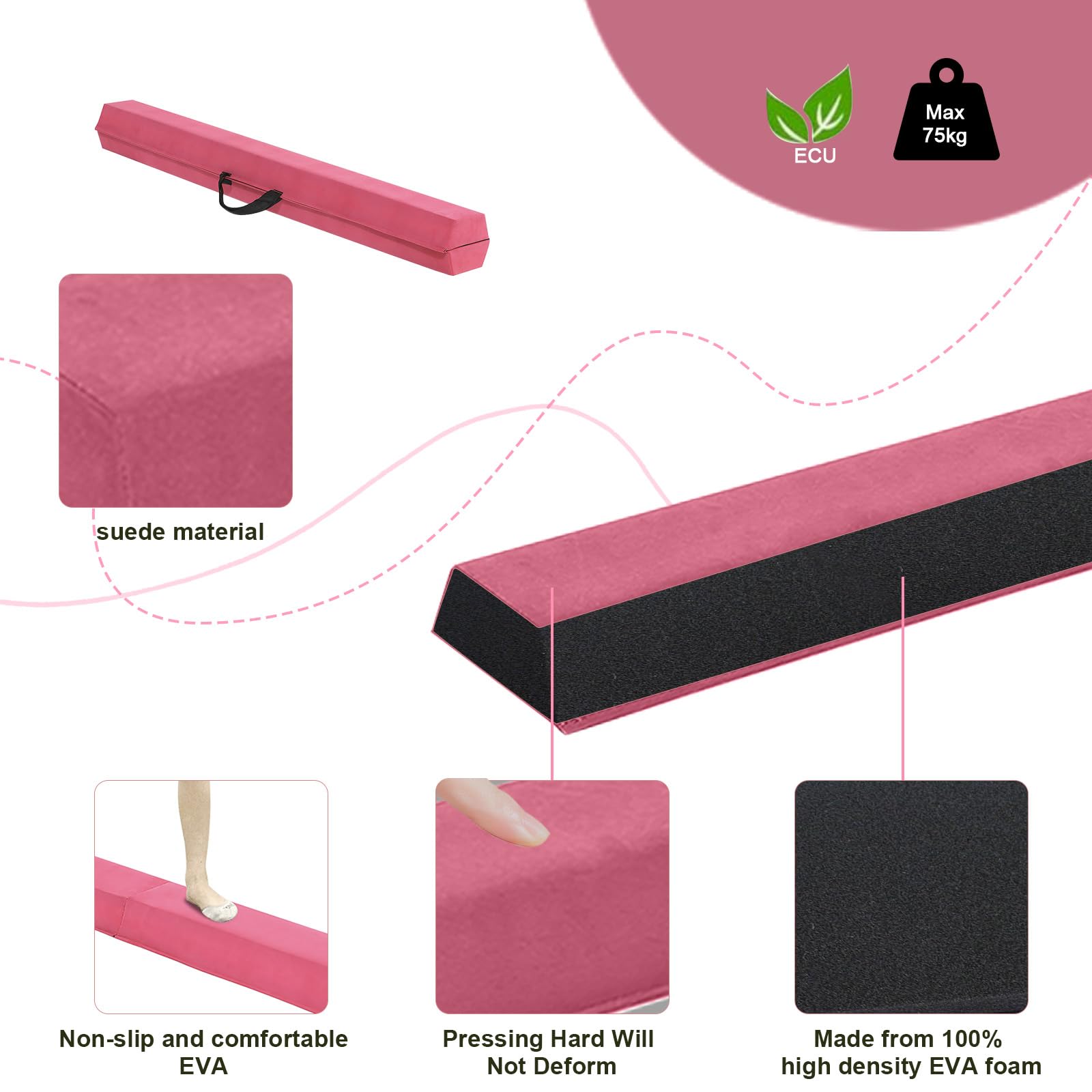 FBSPORT 270 CM Balance Beam, Gymnastics Balance Beam for Kids, Floor Balance Beam, Folding Gymnastics Beam for Training
