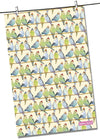Emma Ball Cotton Tea Towel Budgies in Beanie Hats
