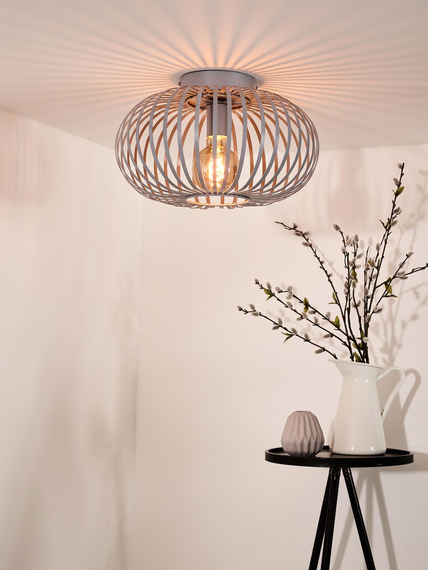 LUCIDE Manuela - Flush Ceiling Light -  39,5 cm - 1xE27 - Grey