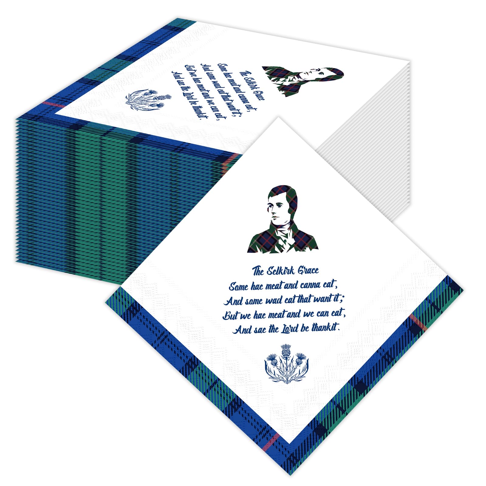 DPKOW 40 Scottish Napkins Burns Night Decorations, Robert Burns Napkins Tartan Paper Scottish Burns Night Serviettes Disposable, Burns Night Party