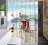 SCVBLJS Beach Hut Shower Curtain Waterproof Bathroom Bathtub Polyester Fabric Bathroom Shower Curtain With Hooks 180X180Cm ?
