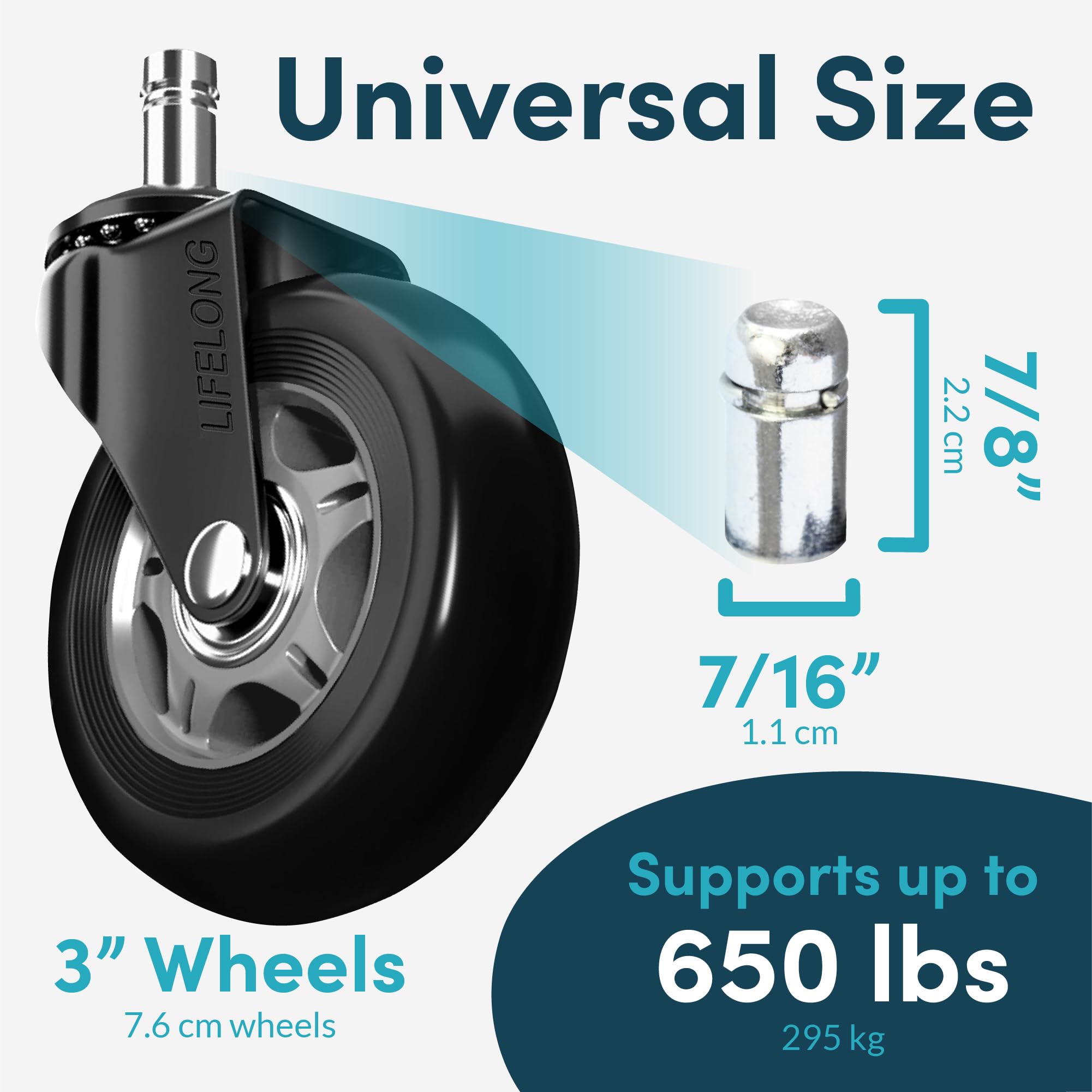Office Chair Wheels Replacement Rubber Chair casters for Hardwood Floors and Carpet, Heavy Duty Office Chair Desk casters, Set of 5, 11x22mm, Grey
