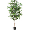 Fopamtri Artificial Ficus Plant 150 cm Large Fake Plants Indoor with Natural Wood Trunk, Fake Potted Ficus Tree for Home Bedroom Office Balcony Garden