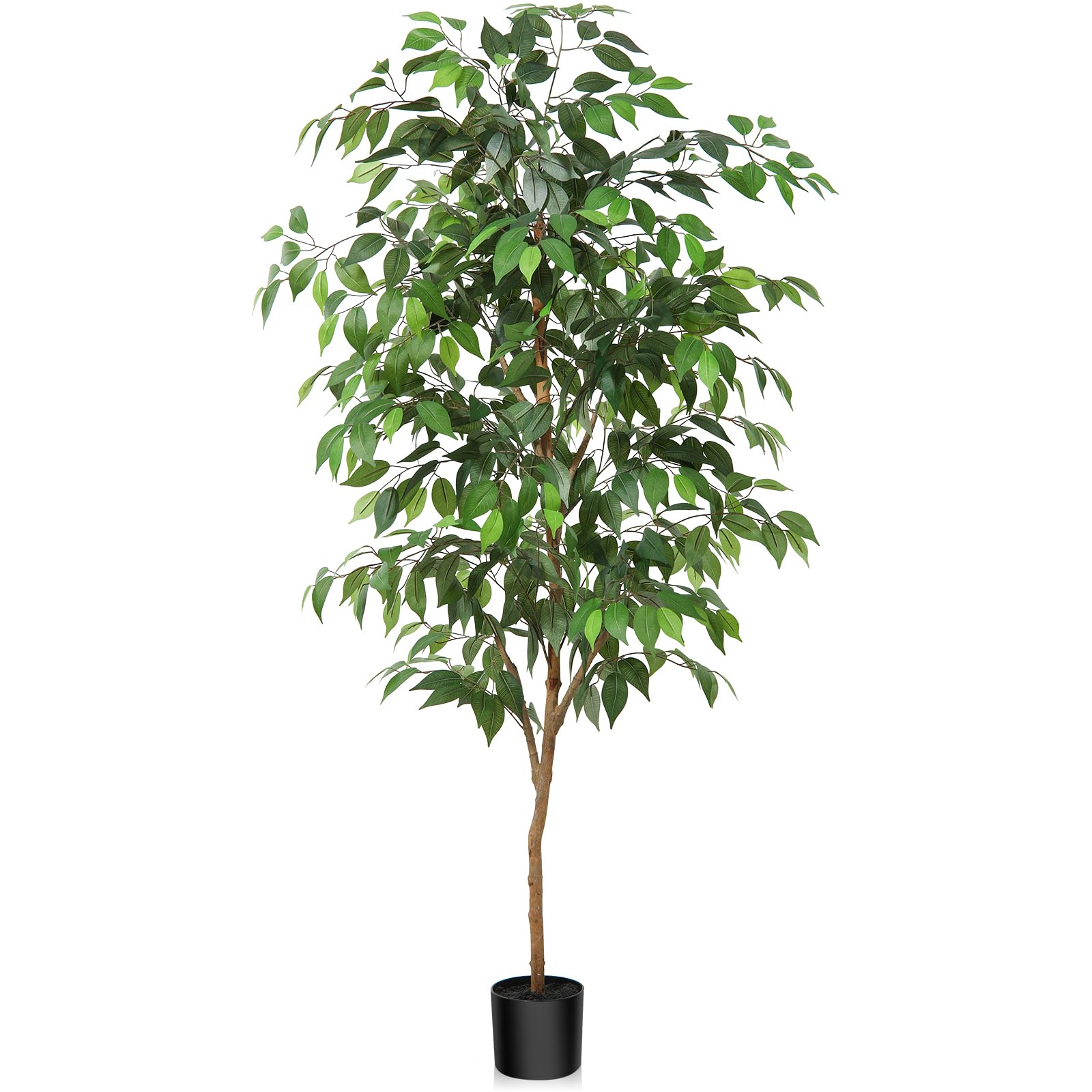 Fopamtri Artificial Ficus Plant 150 cm Large Fake Plants Indoor with Natural Wood Trunk, Fake Potted Ficus Tree for Home Bedroom Office Balcony Garden