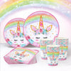 Unicorn Paper Plates Cups and Napkins Set - 96pcs Unicorn Theme Girls Birthday Tableware Set Including Pink Party Plates Cups and Napkins for Girl,