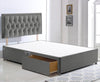 ComfoRest - 3FT Single Grey Bed Frame with 2 Drawers | Stylish Divan Base with 24? Headboard | WITHOUT MATTRESS, Modern Design for Compact Spaces