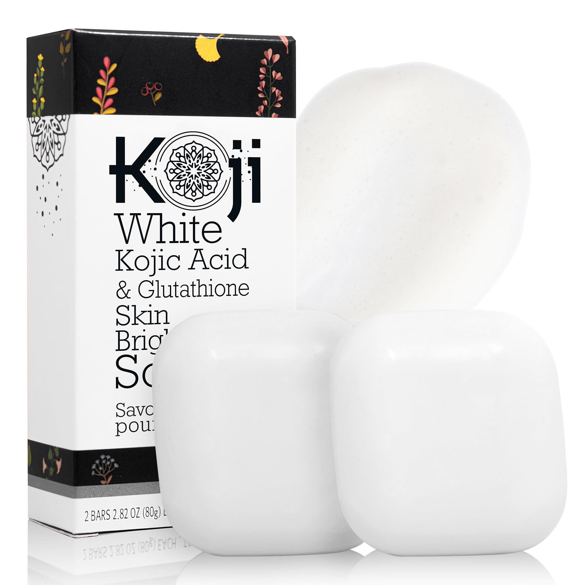 Koji White Kojic Acid & Glutathione Skin Brightening Soap for Body & Face Exfoliating, Hydrating and Cleansing Bar for Reduce the Appearance of Fine