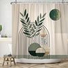 ASDCXZ Boho Shower Curtain 180x200 cm, Modern Abstract Art Boho Style Retro Sun Green Leaves Beige Bath Washable Shower Curtains Polyester Textile