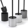 SAVEGA Silicone Toilet Brush Silver with Holder ? Discreet Stainless Steel Toilet Brush with Protective Lid ? Durable & Hygienic (Silver, 1-Pack)