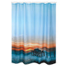 MSV Anti-mould shower curtain, anti-bacterial, washable, waterproof, with 12 shower curtain rings, polyester, Sunset 180 x 200 cm