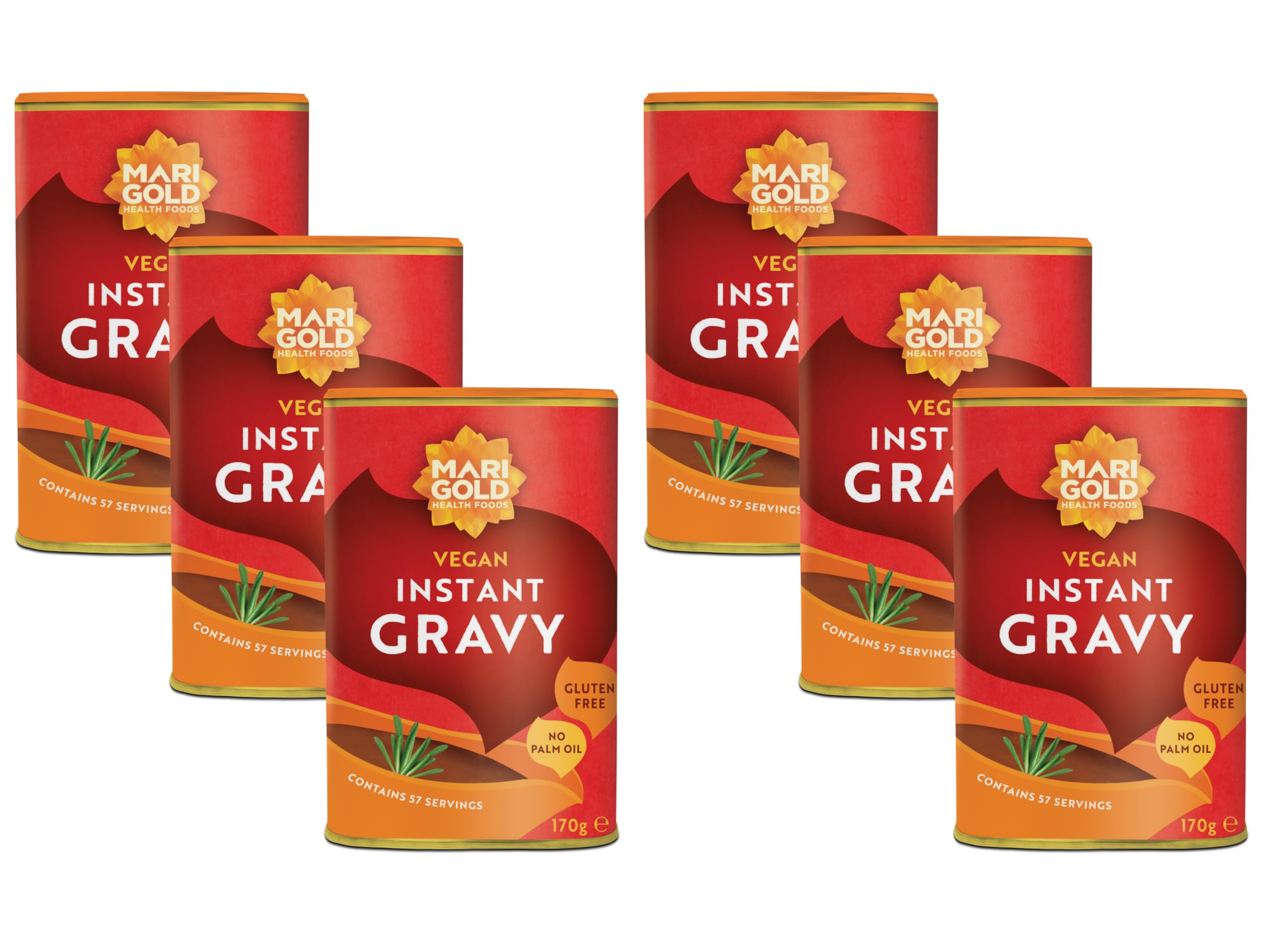 Marigold Vegan Instant Gravy 170g (Pack of 6)? Gluten-Free, Palm Oil-Free, No Added MSG ? Natural Ingredients, Bold Flavour for Soups, Stews &