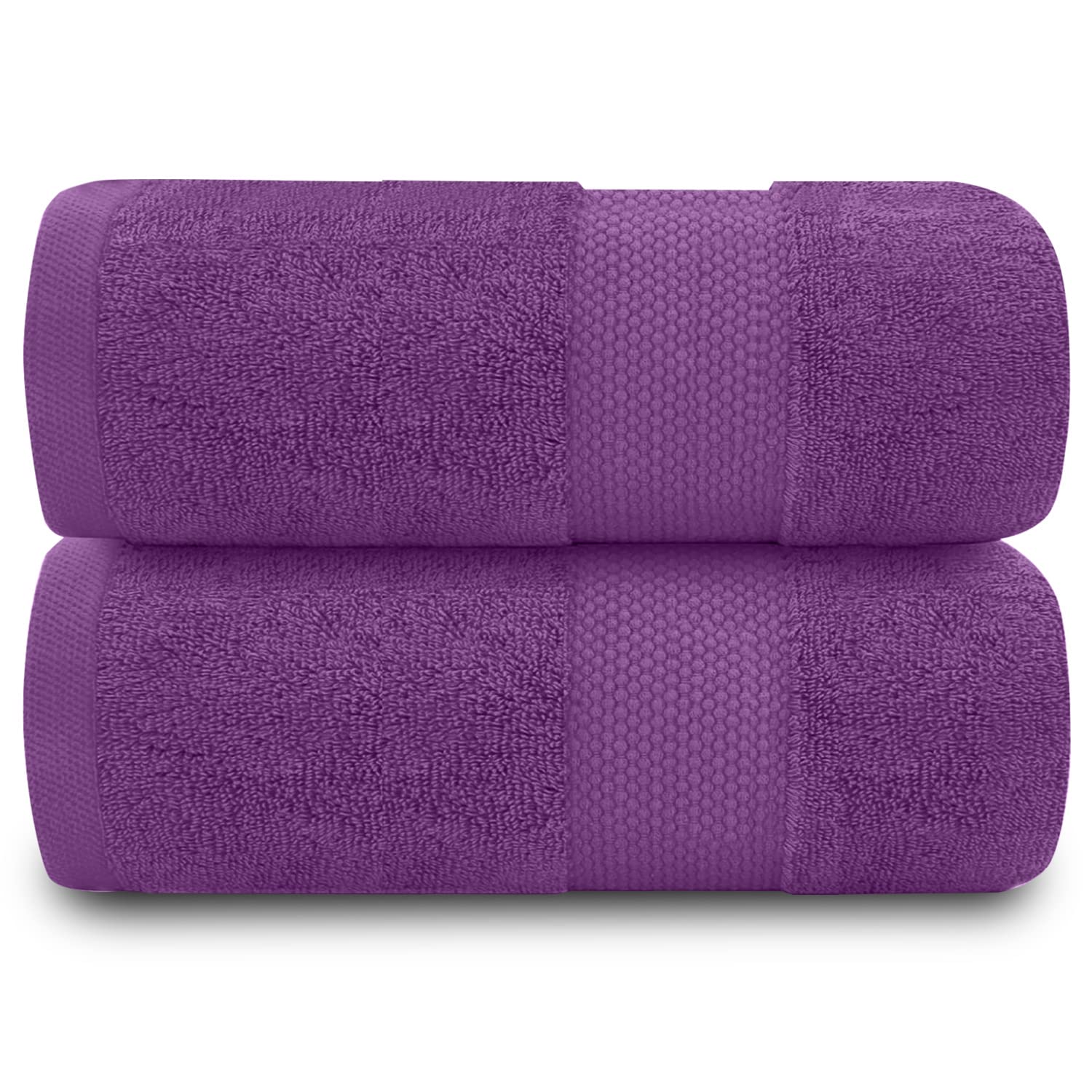 GC GAVENO CAVAILIA 100% Cotton Pack of 2 Bath Sheets, Premium Quality 700 GSM Fade Resistant Extra Absorbent Towels, Egyptian, Purple, 90x140 Cm