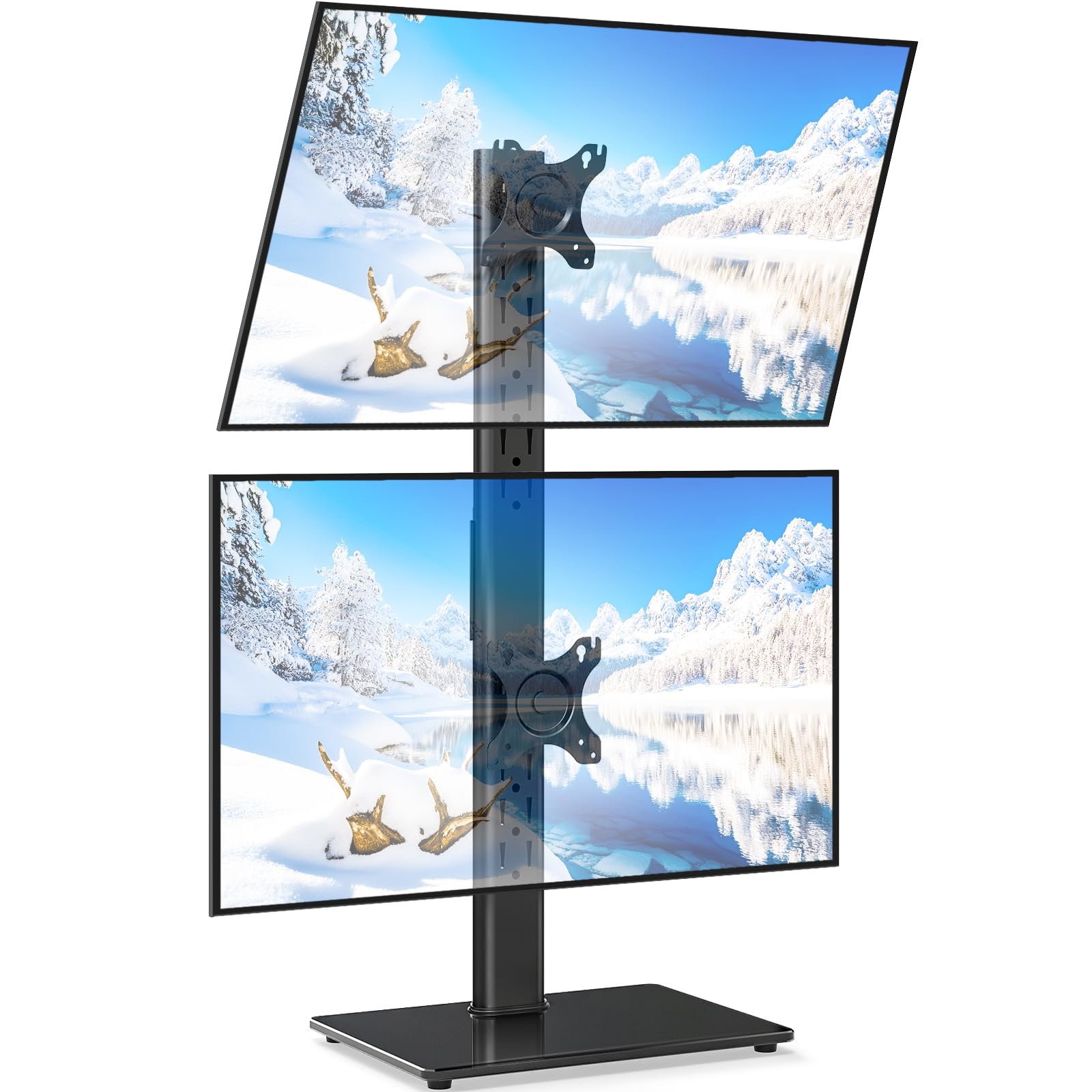 5Rcom Dual Monitor Stand for 13-38 Inch Screens, Vertical Monitor Stand for Desk, Rotation & Swivel Arms, Height Adjustable 2 Mount Stand with VESA