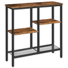 HOOBRO Console Table, Narrow Console Table, Slim Sofa Table with 4-Tier Storage Shelves, Industrial Hallway Table with Metal Mesh Shelf, for Hallway,