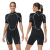 Owntop 3/2mm Shorty Wetsuit Women - Back Zip Wet Suit for Diving Surfing, Short Sleeve Diving Suits Stretch Neoprene for Water Sports, Women Black M