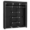 SONGMICS RYG12B Folding Wardrobe, Fabric Cabinet, Foldable Coat Rack with 2 Clothes Rails, 175 x 150 x 45 cm, Black, Canvas