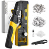 Proster RJ45 Crimp Tool - 3 in 1 Pass Through Ethernet Crimping Tool Kit with 20PCS CAT7 Gold-Plated Copper Shielded Connectors & 20PCS Protection
