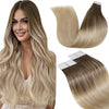 LaaVoo Tape in Hair Extensions Human Hair Blonde Tape Hair Extensions Real Human Hair Invisible Tapes Remy Straight Balayage Brown to Blonde Hair
