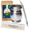 YERBEE Yerba Mate Ritual Set: Palo Santo Mate Gourd 250 ml (wood with aluminum coating) - Stainless Steel Bombilla 19 cm - Organic Yerbee Mate