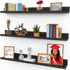 36 Inch (91 cm) Floating Shelves for Wall, Set of 3 in Ebony Black, Modern Rustic Style, Wall Mounted Display Shelves, Picture Ledges by Icona Bay