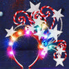 Reaky Light Up Christmas Headband Silver Star Headbands Led Ball Hairband Xmas Hair Accessories for Women