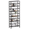 HITNET Bamboo Bookshelf, 6-Tier Tall Open Bookcase with Adjustable Shelves, Floor Standing Storage Shelf Unit for Living Room Bathroom Home Office,