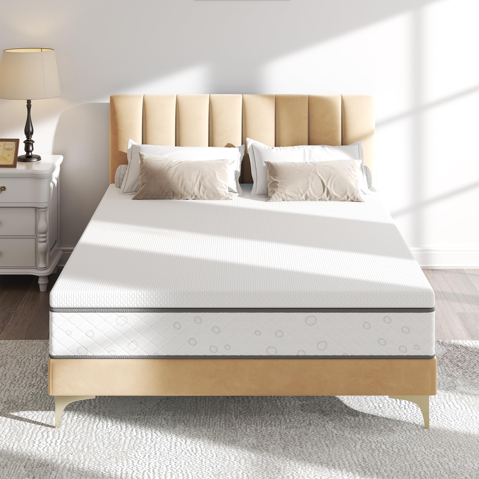 WOWTTRELAX Memory Foam Mattress Topper Small Double Bed, 3 IN Dual-Layer Extra Thick, Flexible Ventilated Design With Washable & Removable Knitting