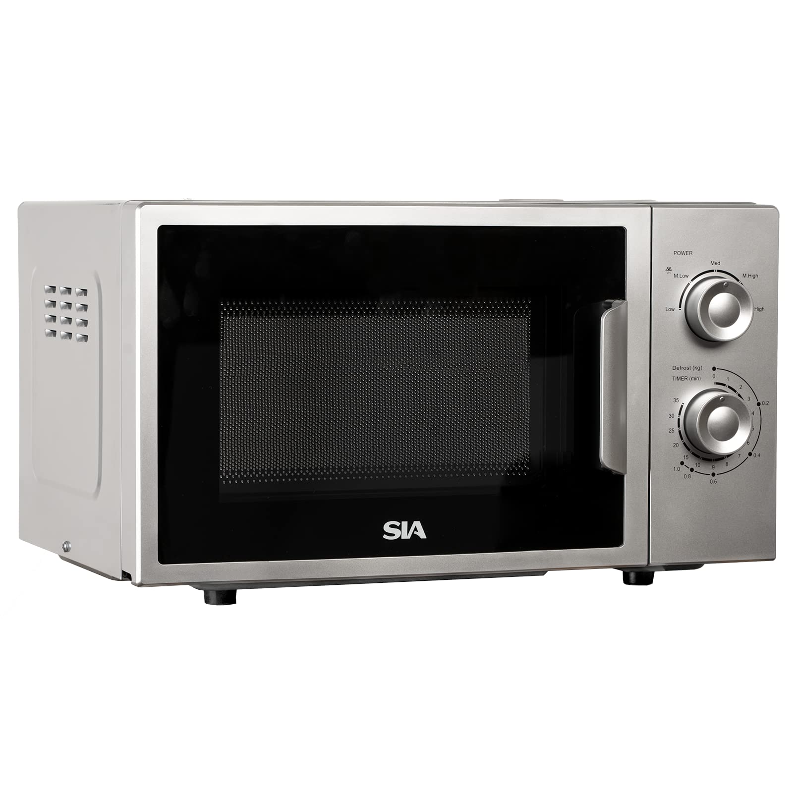 SIA FAM21SI 20L Silver Microwave, Freestanding, Analogue Dials, 700W, 2 Years Parts and Labour Guarantee