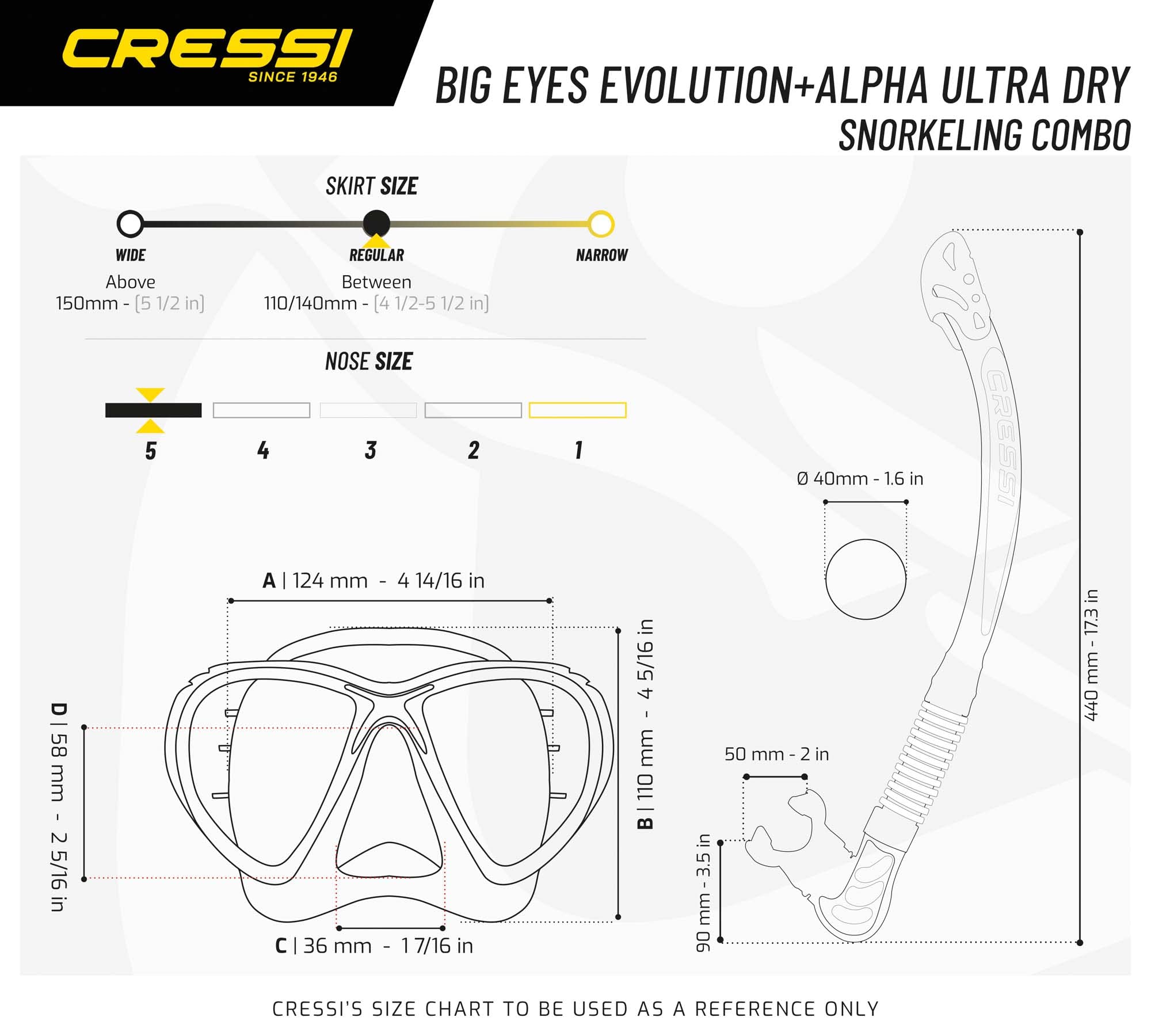 Cressi Big Eyes Evo Alpha Ultra Dry snorkel set snorkel set with snorkel and diving mask waterproof diving mask anti-fog anti-leak tempered glass
