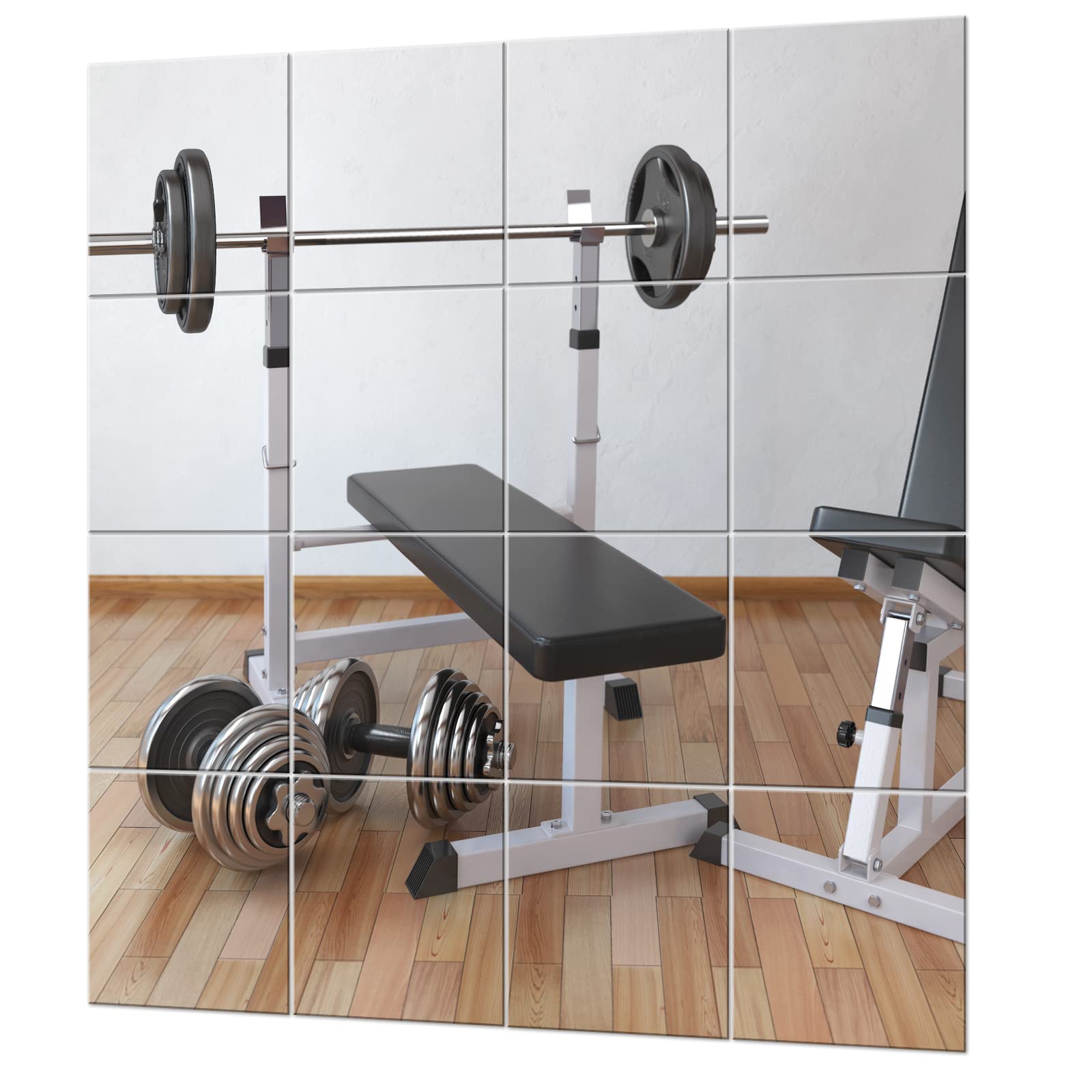 EVENLIVE Gym Mirrors for Home Gym,16PCS Glass wall mirror tiles, 30cmx30cm full length Mirror sticker, frameless mirror Panels, For door Ceiling