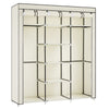 Songmics Folding Wardrobe, Fabric Closet, Foldable Wardrobe with 2 Clothes Rails, 175 x 150 x 45 cm, Beige RYG12M