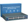 24 Port Gigabit PoE Switch Unmanaged, YuanLey 27-Port Gigabit PoE with 2 Uplink & 1 SFP, Rackmout, Build in 400W Power, Support 802.3af/at, Plug and