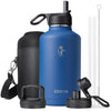 Coolflask Insulated Water Bottle 2L - 3 Lids with Straw & Spout & Handle, Leakproof Vacuum Stainless Steel Water Bottle for Sports, Travel, Gym, 48H
