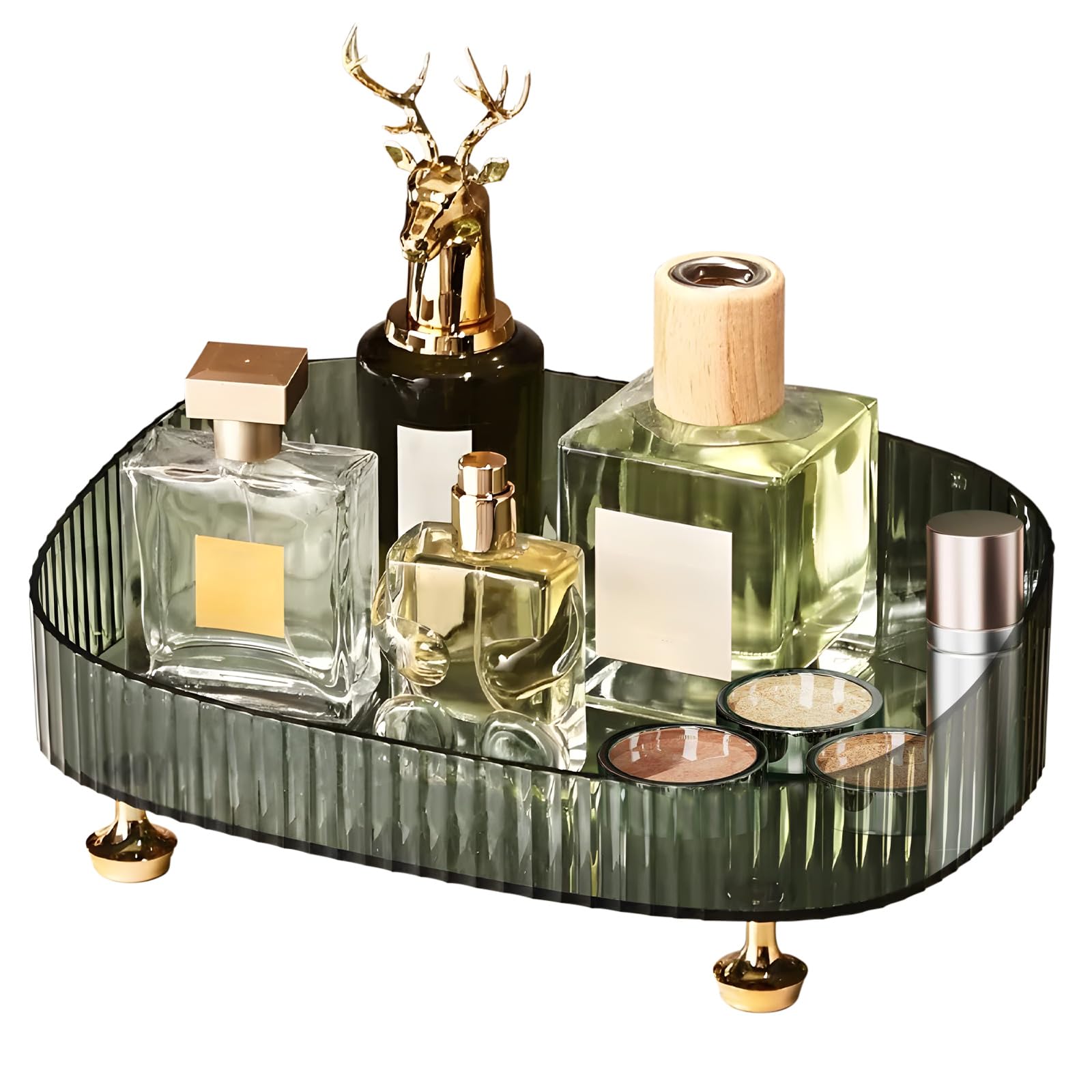 Makeup Perfume Organiser, Thick Material Desktop Storage Bathroom Vanity Tray with Non-slip Bottom, Perfume Dressing Decorative Countertop Organiser