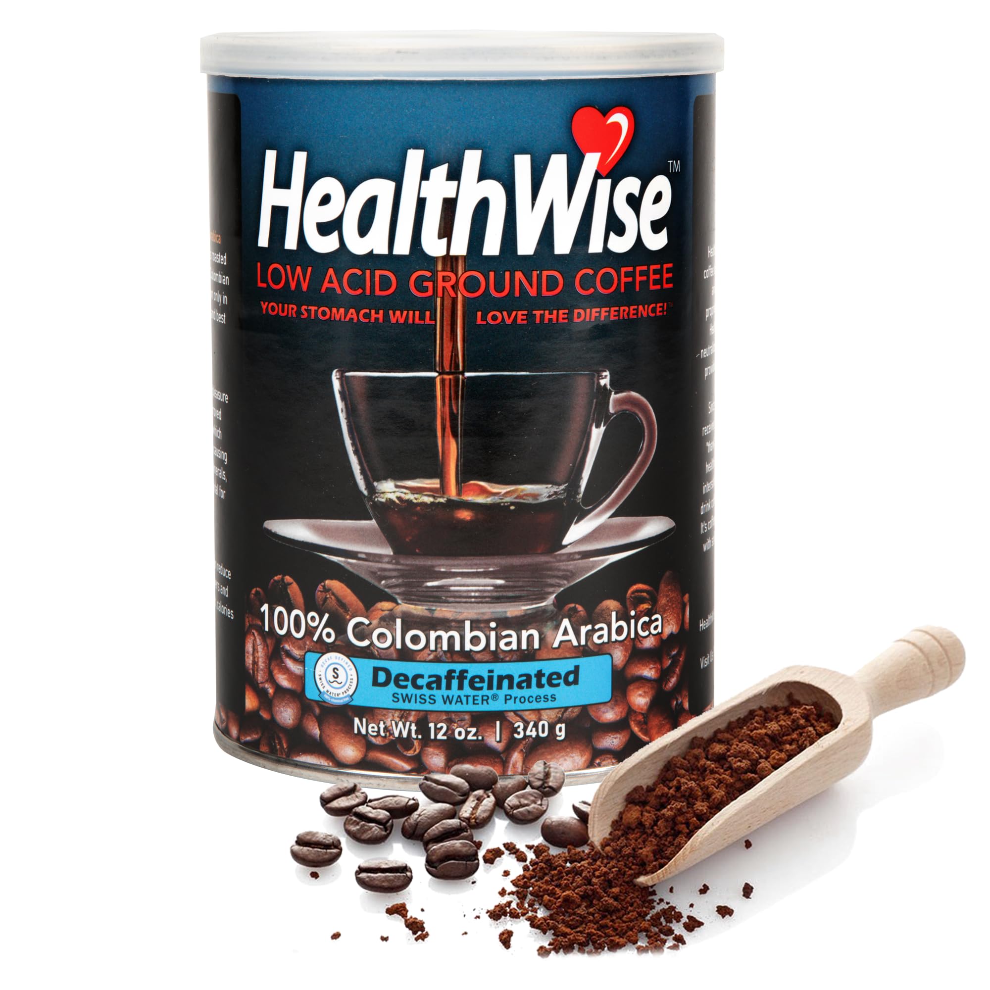 Healthwise Low Acid Columbian Gourmet Supremo Coffee, 12 Ounce (Decaffeinated)