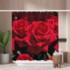 Woutay Shower Curtain Water Repellant Fabric Red Rose Flower,Mould Proof Resistant,Polyester,with 12 Plastic Hooks