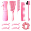 10Pcs Hair Brush Set with Spray Bottles - Detangling Brush for Wet/Dry Curly Hair,Teasing Comb & Edge Hair Brush for Women, Babies & Salon