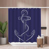 Woutay Shower Curtain Mould Proof Resistant Blue Anchor,Water Repellant Fabric,Polyester,with 12 Plastic Hooks,Size 180x180CM