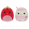 Jazwares Squishmallow Flip a Mallow, 13 cm, Scarlet the Strawberry & Amelie the Milkshake, Multi, Kid, Fruit