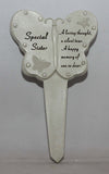 Sister Diamante Memorial Butterfly Stake Garden Stone Plaque Grave Ornament pushes in ground