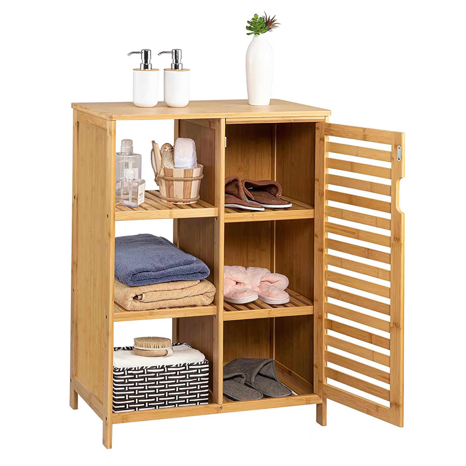 WAOHO Bamboo Bathroom Cabinets, Bathroom Shelf, Sideboard Living Room, Sideboard, Bathroom Cabinet, Bathroom Shelf, Standing Bathroom Shelf, Standing