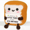 CheriGift 30th Birthday Gifts for Women Men, Handmade Emotional Support Crochet Toast 30th Birthday Decorations, 30 Years Old Gifts for Her Him