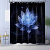 LanZanthic Lotus Shower Curtains for Bathroom Black and Blue Floral Spa Zen Wet Room Shower Curtain, Washable, Waterproof, Cloth Fabric, 180 x 200 cm